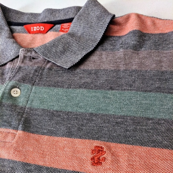 Izod Multicolored Striped Rainbow Polo Size XL - Picture 2 of 8